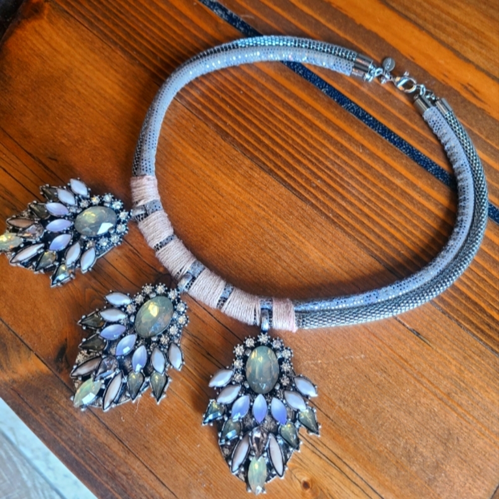 Large Crystal Statement Necklace - image 2